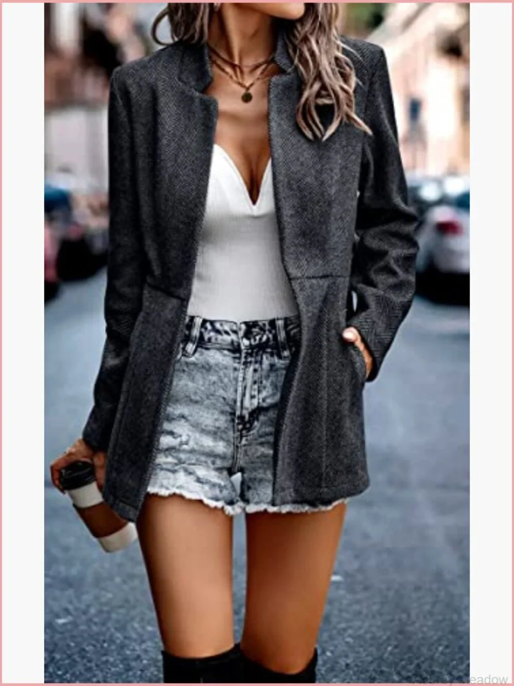 Long Sleeve Open Front Blazer Trench Coat Work Office Jacket Outwear